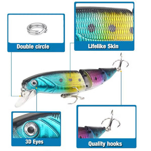 Multi Section Hard Minnow Lure-3D Fish Eyes-15g 10.5cm-Various Colours.