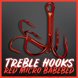 RED High Carbon Steel Treble Hooks.Micro Barbed-10 per Pack.