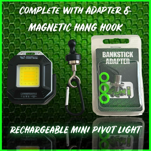 PIVOT Mini.Self Take Light / Bivvy Light. CoB Light.Includes Bivvy Hook and Bankstick Adapter.