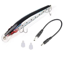 Load image into Gallery viewer, Rechargeable Fishing Lure LED Light &amp; Vibrate/Twitching Minnow Lure.