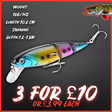 Load image into Gallery viewer, Multi Section Hard Minnow Lure-3D Fish Eyes-15g 10.5cm-Various Colours.