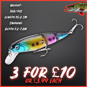 Multi Section Hard Minnow Lure-3D Fish Eyes-15g 10.5cm-Various Colours.