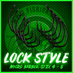 Lock Style Carp Hooks.Micro Barbed