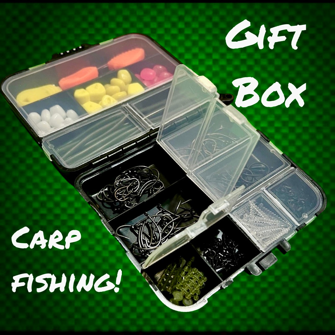 Carp fishing tackle gift Box. Fishing gift for all. Over 220