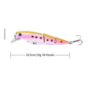 Multi Section Hard Minnow Lure-3D Fish Eyes-15g 10.5cm-Various Colours.