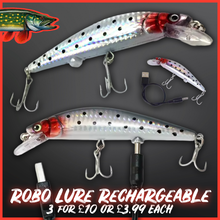 Load image into Gallery viewer, Rechargeable Fishing Lure LED Light &amp; Vibrate/Twitching Minnow Lure.