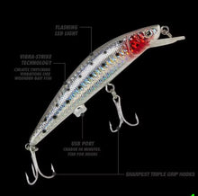 Load image into Gallery viewer, Rechargeable Fishing Lure LED Light &amp; Vibrate/Twitching Minnow Lure.