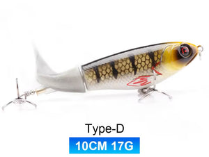 Topwater Whopper Popper Fishing Lure. Rotating Double Propeller Tail Floating
Wobbler 17g 10cm. Perch