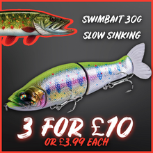 Load image into Gallery viewer, 135mm Slow Sinking Swimbait Lure – 30g Multi-Jointed Fishing Bait for Big Pike &amp; Perch – Ultra-Realistic Action for UK Predator Fishing – Perfect for Freshwater Lakes &amp; Rivers – High-Quality Pike Lure in Various Colours