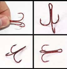 Load image into Gallery viewer, RED High Carbon Steel Treble Hooks.Micro Barbed-10 per Pack.