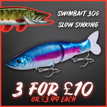 Load image into Gallery viewer, 135mm Slow Sinking Swimbait Lure – 30g Multi-Jointed Fishing Bait for Big Pike &amp; Perch – Ultra-Realistic Action for UK Predator Fishing – Perfect for Freshwater Lakes &amp; Rivers – High-Quality Pike Lure in Various Colours