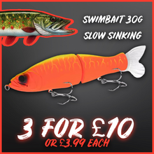 Load image into Gallery viewer, 135mm Slow Sinking Swimbait Lure – 30g Multi-Jointed Fishing Bait for Big Pike &amp; Perch – Ultra-Realistic Action for UK Predator Fishing – Perfect for Freshwater Lakes &amp; Rivers – High-Quality Pike Lure in Various Colours