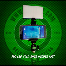 Load image into Gallery viewer, 120 L.E.D Self Take Video Light Cold Shoe Phone Holder Kit.