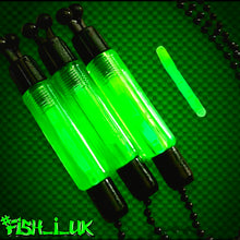 Load image into Gallery viewer, 3 x Carp Fishing Bite Indicators With 10 Glow Stick Inserts. Indicator Set.