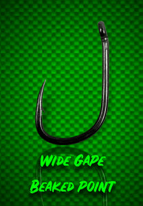 Wide Gape Beaked Point Carp Hooks. Micro Barbed.