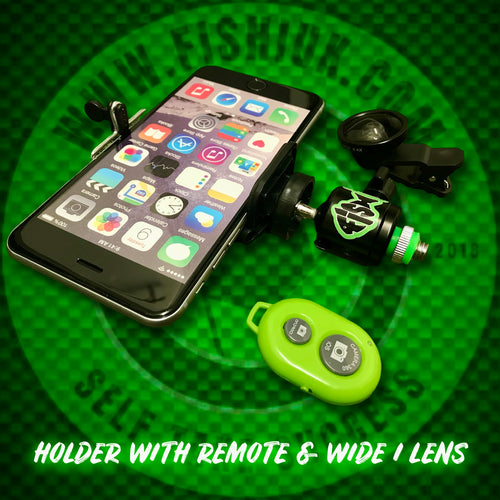 Phone Holder With Bluetooth Remote And Wide Angle Lens.