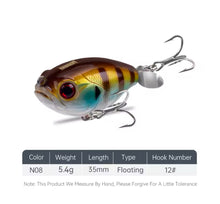 Load image into Gallery viewer, Propeller Topwater Popper Fishing Lure 35mm 5.4g Perch/Blue