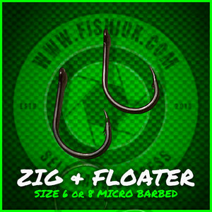 Zig & Floater Carp Hooks.Micro Barbed