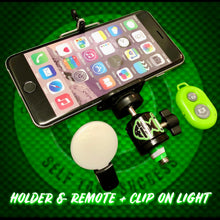 Load image into Gallery viewer, Phone Holder With Remote And Clip On Led Light