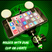 Load image into Gallery viewer, Phone Holder With Dual Clip On L.E.D Lights.