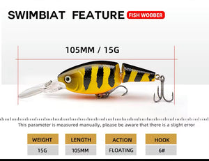 Jointed Shad Rap Crankbait - 15g - 10cm - Various Colours