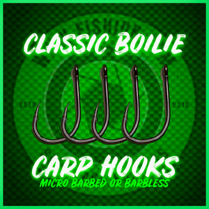 Wide Gape Classic Boilie Style Carp Hooks.Micro Barbed