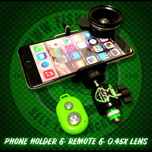 Phone Holder With 0.45x Wide Angle Lens &  Bluetooth Remote