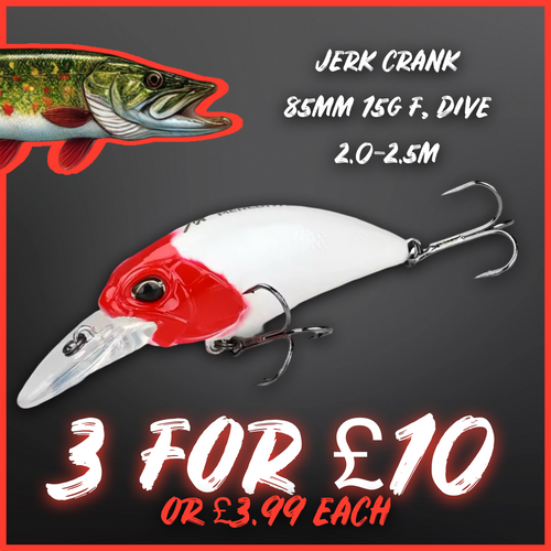 Crankbait / Plug Lure.Colour White with Red Head.Lure fishing