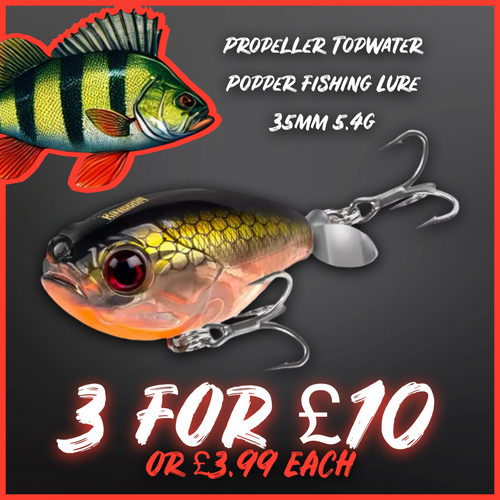 Propeller Topwater Popper Fishing Lure 35mm 5.4g Golden/Orange.