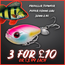 Load image into Gallery viewer, Propeller Topwater Popper Fishing Lure 35mm 5.4g Pink/ white