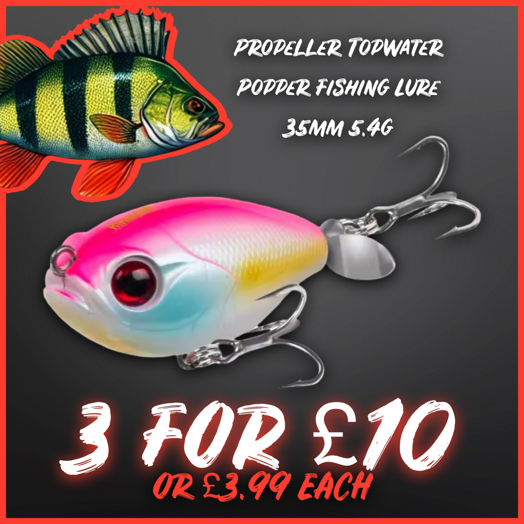 Propeller Topwater Popper Fishing Lure 35mm 5.4g Pink/ white