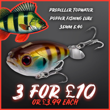 Load image into Gallery viewer, Propeller Topwater Popper Fishing Lure 35mm 5.4g Perch/Blue