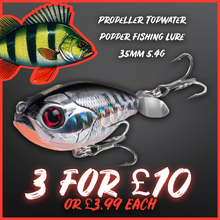 Load image into Gallery viewer, Propeller Topwater Popper Fishing Lure 35mm 5.4g Silver/ Orange