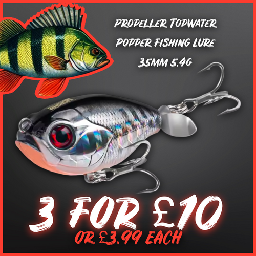 Propeller Topwater Popper Fishing Lure 35mm 5.4g Silver/ Orange