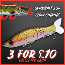 Load image into Gallery viewer, 135mm Slow Sinking Swimbait Lure – 30g Multi-Jointed Fishing Bait for Big Pike &amp; Perch – Ultra-Realistic Action for UK Predator Fishing – Perfect for Freshwater Lakes &amp; Rivers – High-Quality Pike Lure in Various Colours