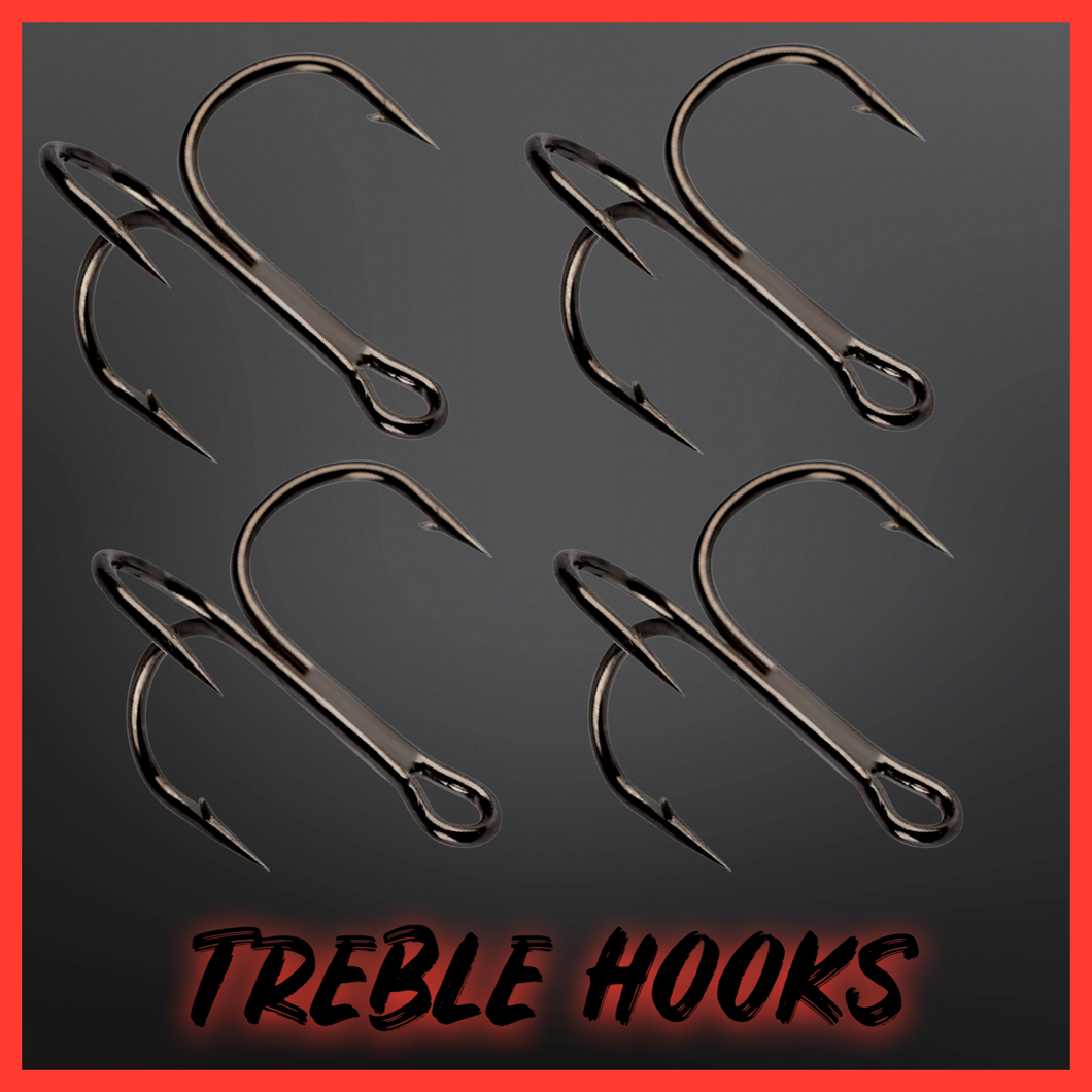 Black High Carbon Steel Treble Hooks.Micro Barbed-10 per Pack.