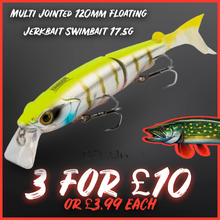 Load image into Gallery viewer, Multi Jointed 120mm Floating Hard Bait Minnow Jerkbait Swimbait Lure 17.5g