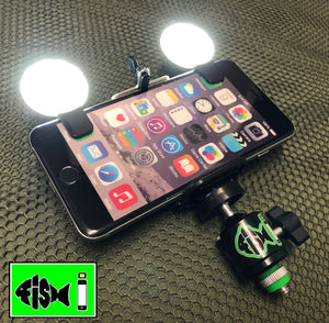 Phone Holder With Dual Clip On L.E.D Lights. - FiSH i 